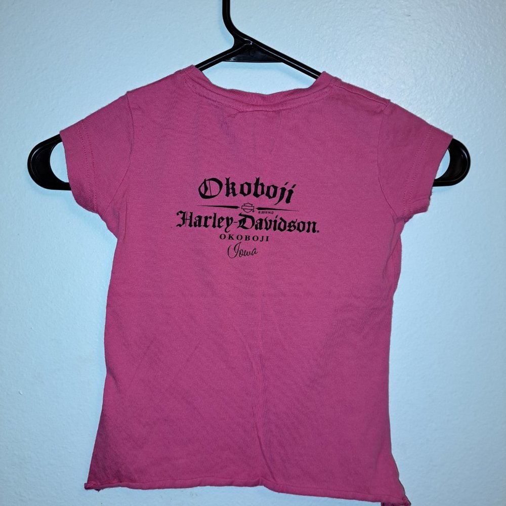 Harley Davidson Motorcycles Girls Pink Wild Child Okoboji Iowa Short Sleeve Tee - Picture 4 of 6